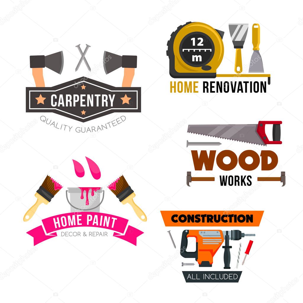 Work tool and hardware icons set