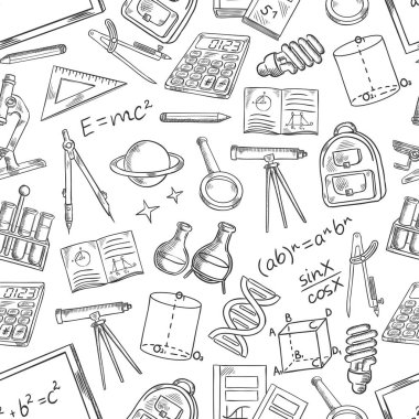 Okul bilim vektör kroki seamless modeli