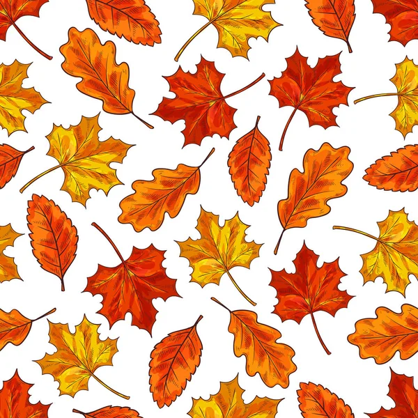 Hoja de otoño sin costura patrón de fondo — Vector de stock