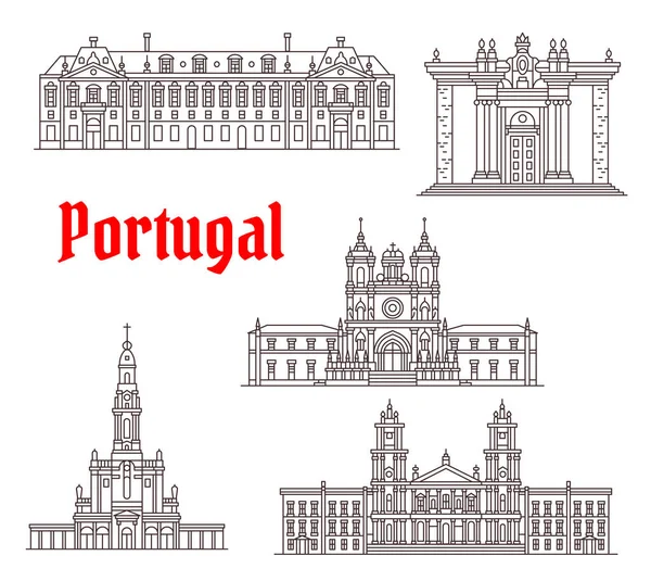 Portugalia architektura sławny wektor ikony — Wektor stockowy