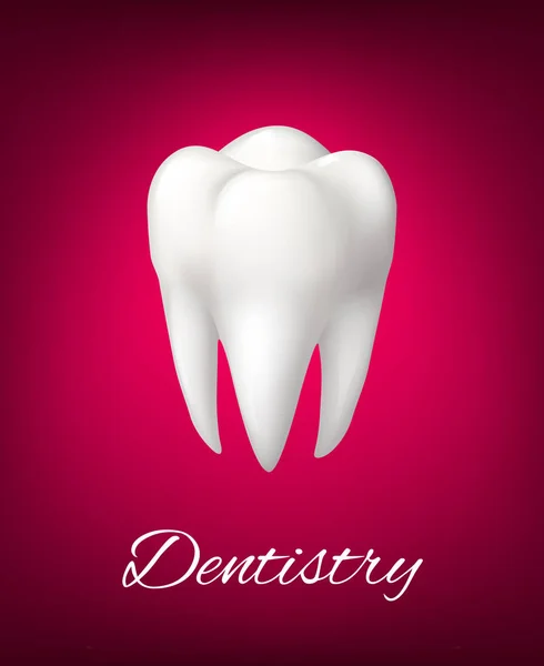 Vektor 3D weißer Zahn für Zahnheilkunde Poster — Stockvektor