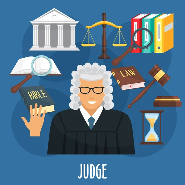 Cartaz vetorial da profissão de juiz ou advocacia —  Vetores de Stock