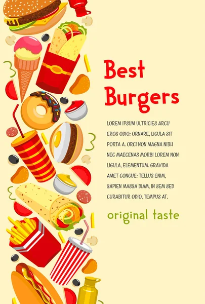 Burger Restoran için vektör lokanta poster — Stok Vektör