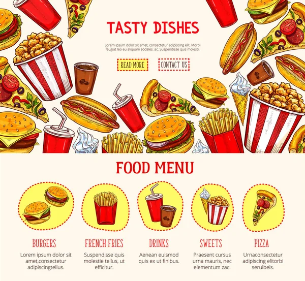 Szablon strony internetowej wektor dla restauracji fast food — Wektor stockowy