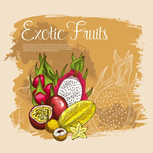 奇异的热带水果的矢量海报 — 图库矢量图片