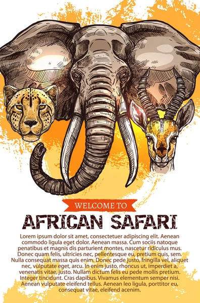 Poster vettoriale del club di caccia safari africano — Vettoriale Stock