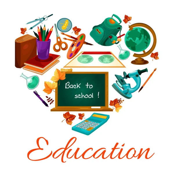 Onderwijs vector poster van de levering van de studie van de school — Stockvector