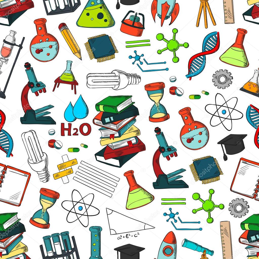 School or science items vector seamless pattern