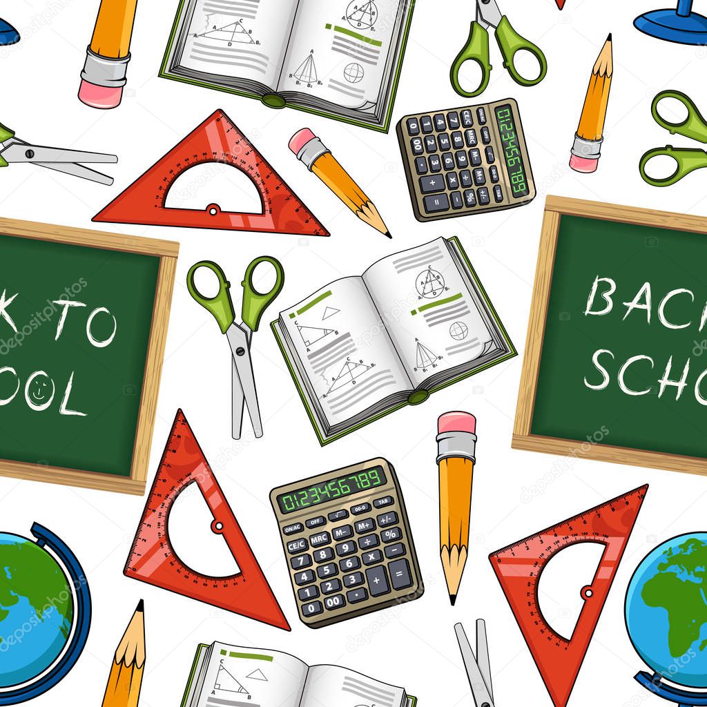 Back to School vector seamless pattern