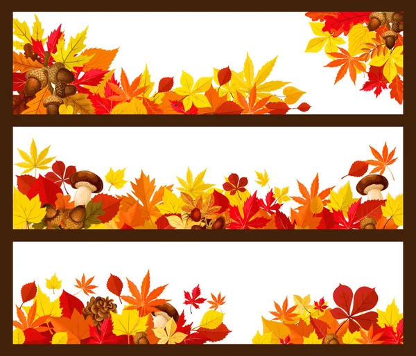 Herbst Blatt Banner Grenze für Herbst Saison Design — Stockvektor