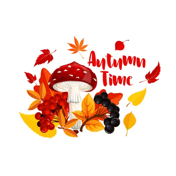 Otoño u otoño naturaleza temporada cartel diseño — Vector de stock