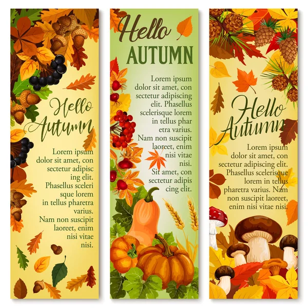 Őszi hulló levél szeptember erdő vektor banner — Stock Vector