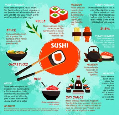 Japon restoranı sushi menü vektör poster