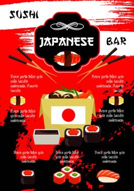 Japon restoran ya da suşi bar vektör poster
