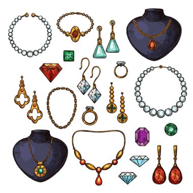 Vektör simgeler takı bijou moda aksesuarları