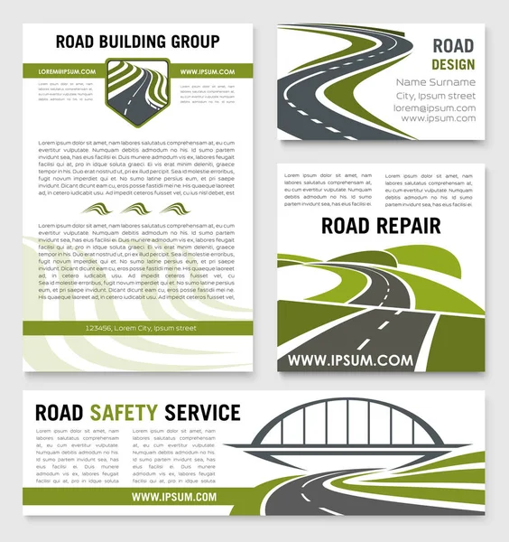 Road construction repair service vector templates — Stock Vector
