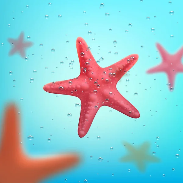 Summer ocean travel or vacations starfish poster — Stock Vector