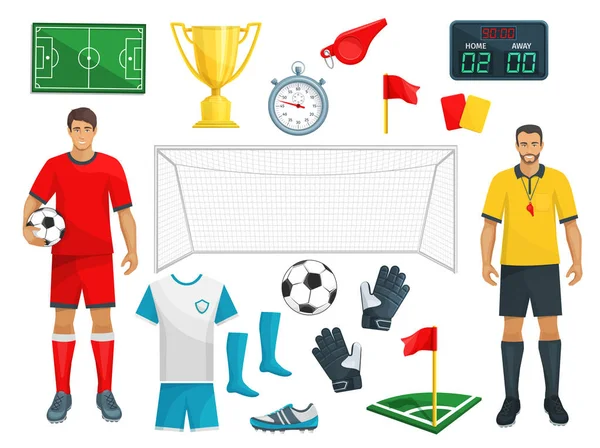 Football vector icons set of soccer sport game — Stock Vector