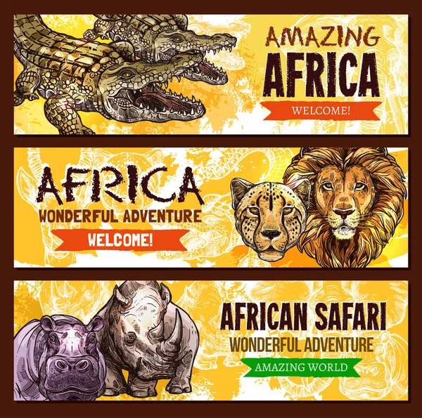 Affiche vectorielle animaux africains pour safari aventure — Image vectorielle