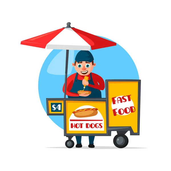 Vector straat fast-food leverancier stand kar — Stockvector