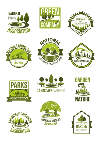 Doğa manzara ve yeşil şirket vektör simgeleri — Stok Vektör