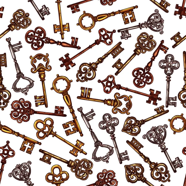 Vector seamless pattern of sketch vintage keys — Stock Illustration Vector seamless pattern of sketch vintage keys Stock Illustration