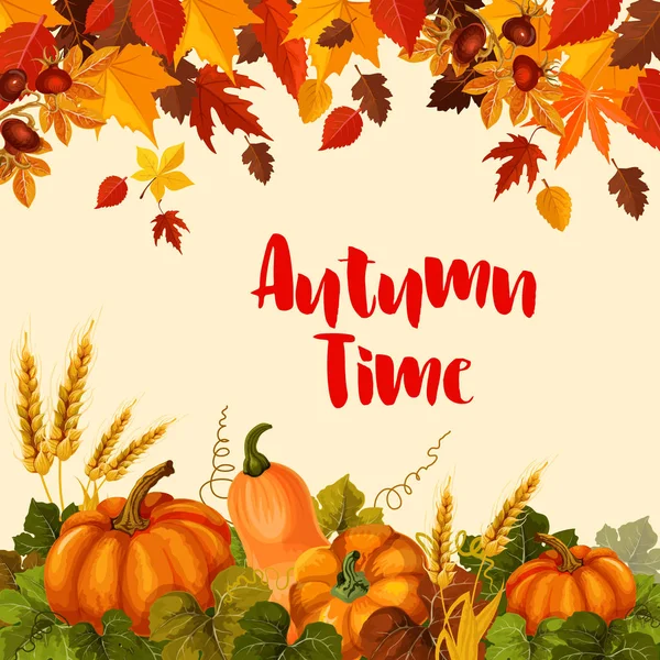 Осенний сбор урожая и дизайн плаката Дня благодарения — стоковый вектор