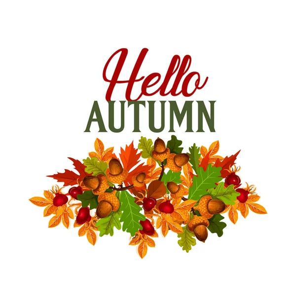 Outono sazonal maple folha foilage vector poster —  Vetores de Stock