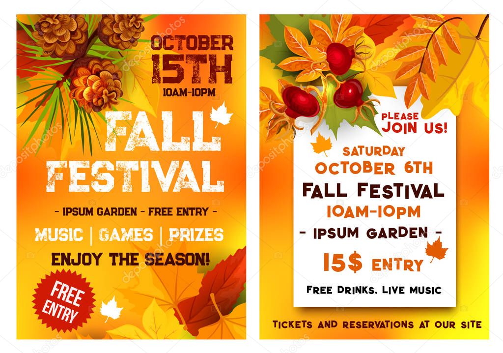 Autumn festival music picnic vector poster