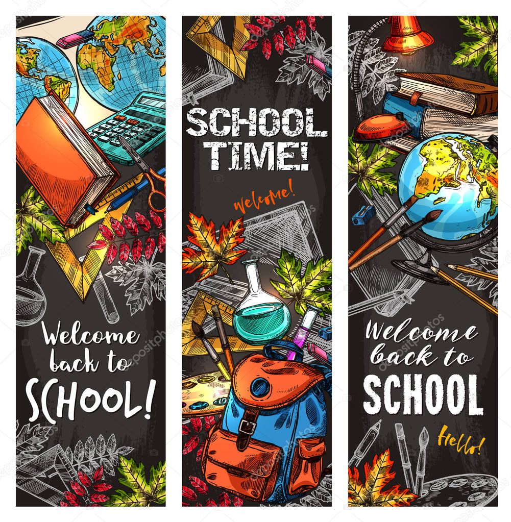 Back to school banner set for education design