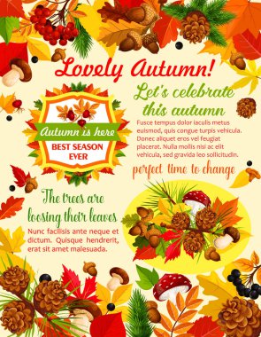 Sonbahar afiş şablon ile sonbahar doğa yaprak