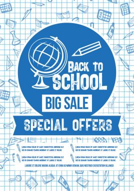 Geri okul vektör satış için özel afiş teklif