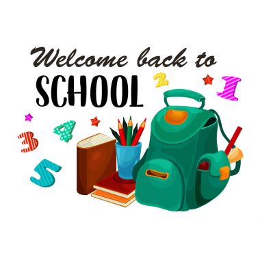 Geri okul vektör sırt çantası Kırtasiye poster