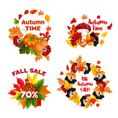 Sonbahar Satılık alışveriş indirim vector Icons set