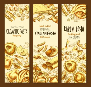 İtalyan mutfağı makarna ve spagetti afiş kroki