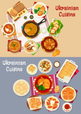 Tasarım Ukraynalı mutfağı Restoran akşam yemeği Icon set