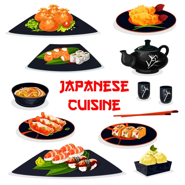 Pictogram van de Japanse keuken van traditionele Aziatische gerechten — Stockvector
