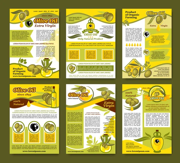 橄榄油的有机农场产品海报模板集 — 图库矢量图片