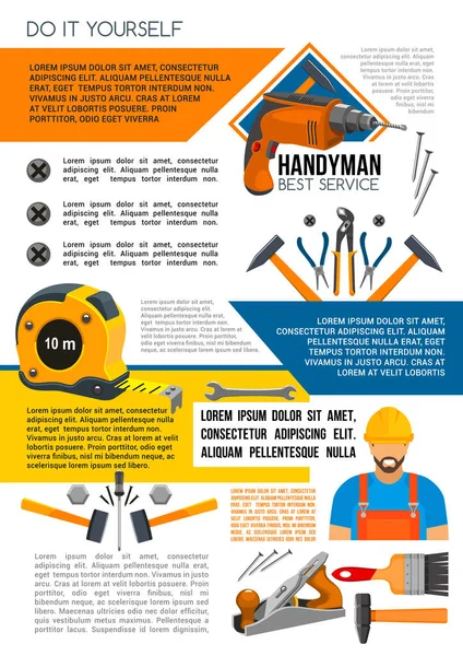 杂工的工作工具的人的服务海报 — 图库矢量图片