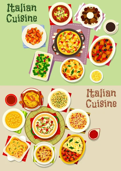 Italienische Küche Pasta-Gerichte Icon-Set, Food Design — Stockvektor