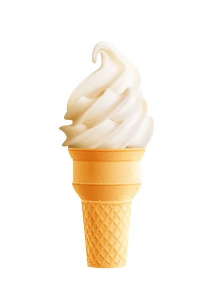 Cono de helado de vainilla icono realista 3d — Archivo Imágenes Vectoriales