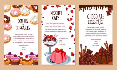 Vektör poster şablonu Pastane Dükkanı tatlılar için