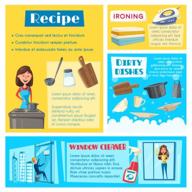 Çamaşır Temizleme ev işleri için vektör şablonları