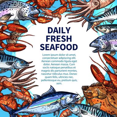 Vector poster for seafood or fish food market clipart