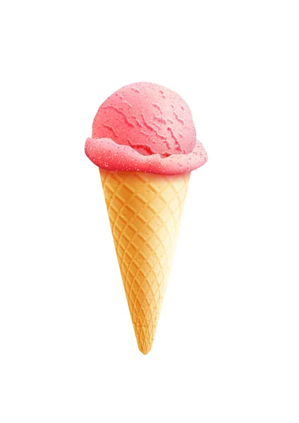 逼真的 3d 矢量冰淇淋甜点硅片锥 — 图库矢量图片