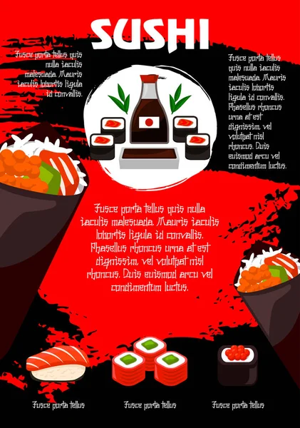 Wektor plakat japoński sushi lub restauracji menu — Wektor stockowy