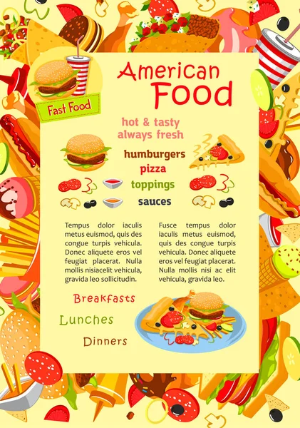 Fast food Restoran Menü için vektör poster