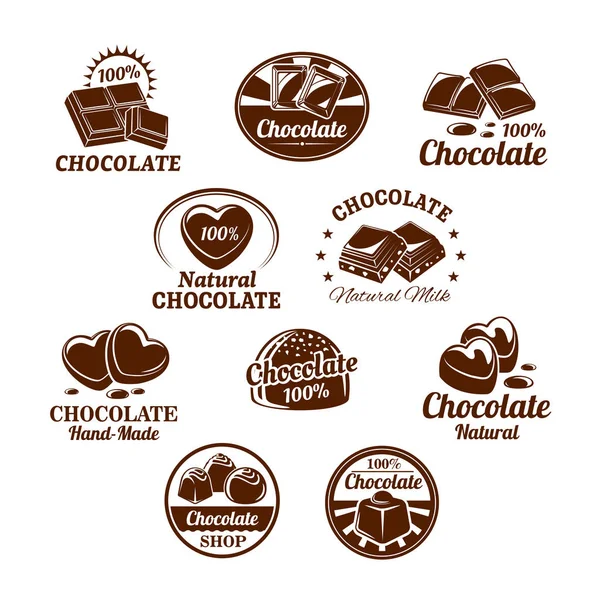 Vector icons set for chocolate desserts — Stock Vector