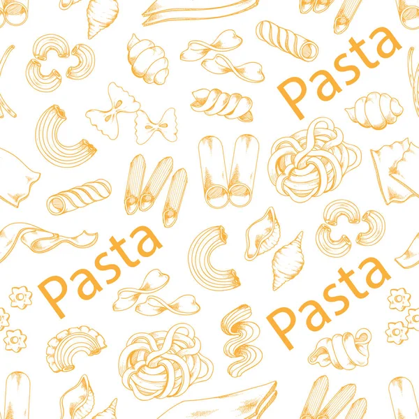 Pasta och italienska makaroner vektor sömlösa mönster — Stock vektor