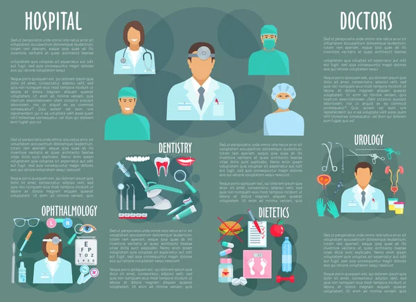 Cartel vectorial del personal médico del hospital — Vector de stock